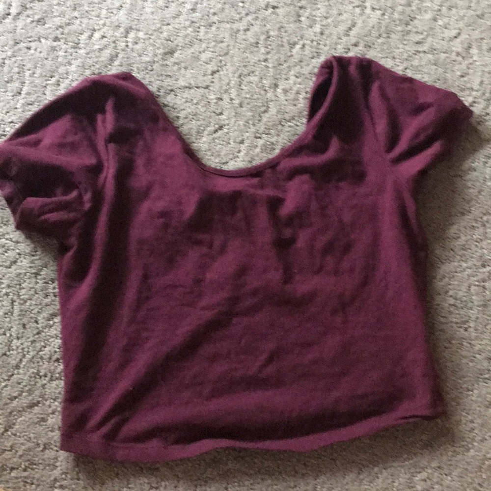 Brandy Melville maroon short sleeve crop top